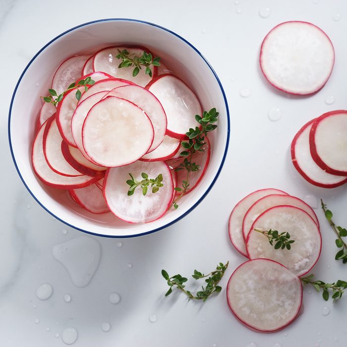 bowl of pickled sliced radish