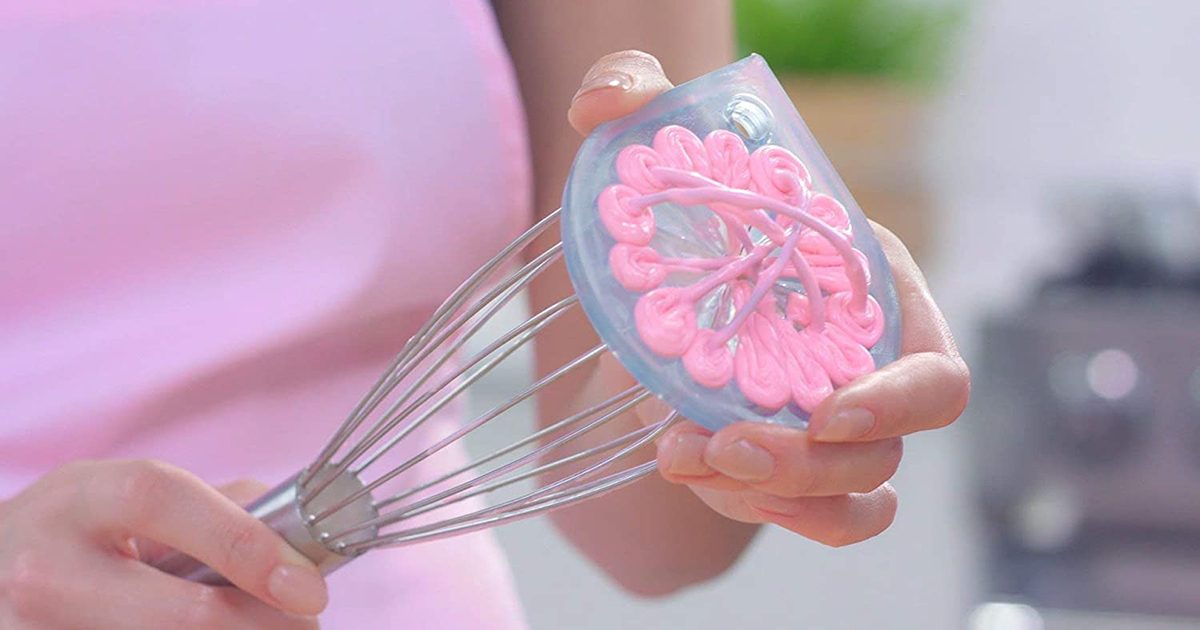 Whisk Wiper - Wipe a Whisk Easily - Multipurpose Kitchen Tool, Made In USA - Includes 11" Stainless-Steel Whisk - Cool Baking Gadget, A Great Gift For Men and Women (Color: Violet)