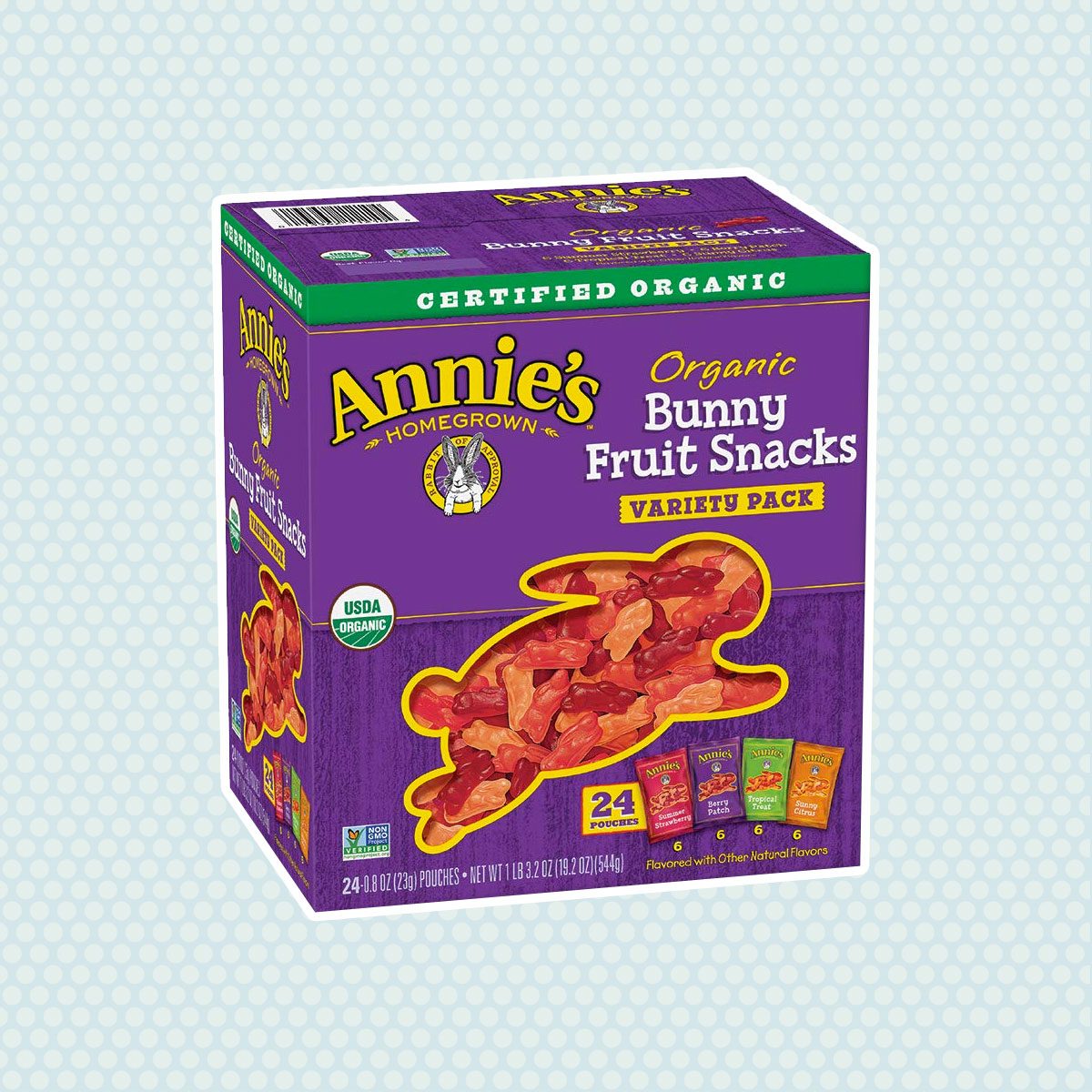Annie's Organic Bunny Fruit Snacks, Variety Pack, Gluten Free, Vegan, 24 ct