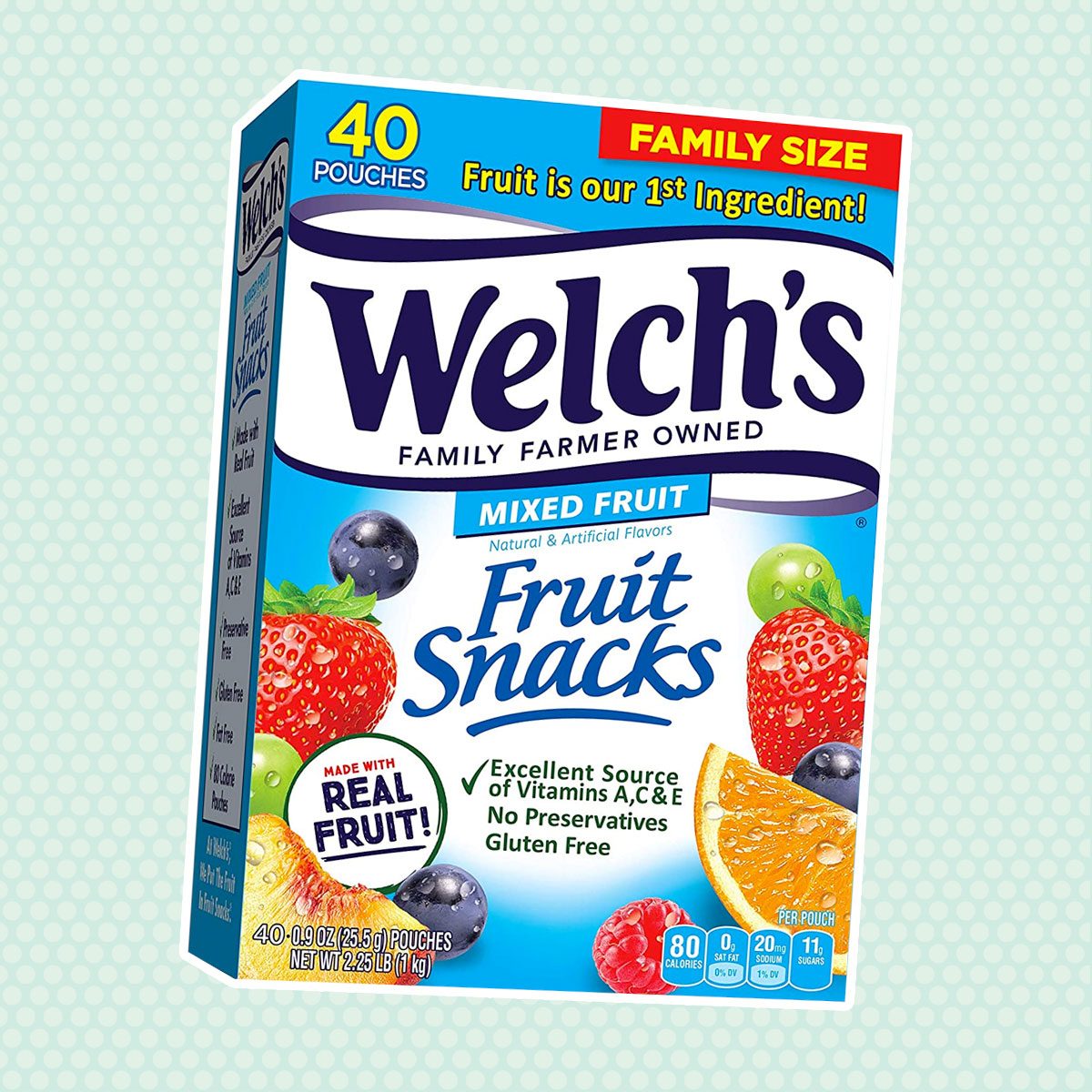 Welch's Fruit Snacks, Mixed Fruit, Gluten Free, Bulk Pack, 0.9 oz Individual Single Serve Bags (Pack of 40)