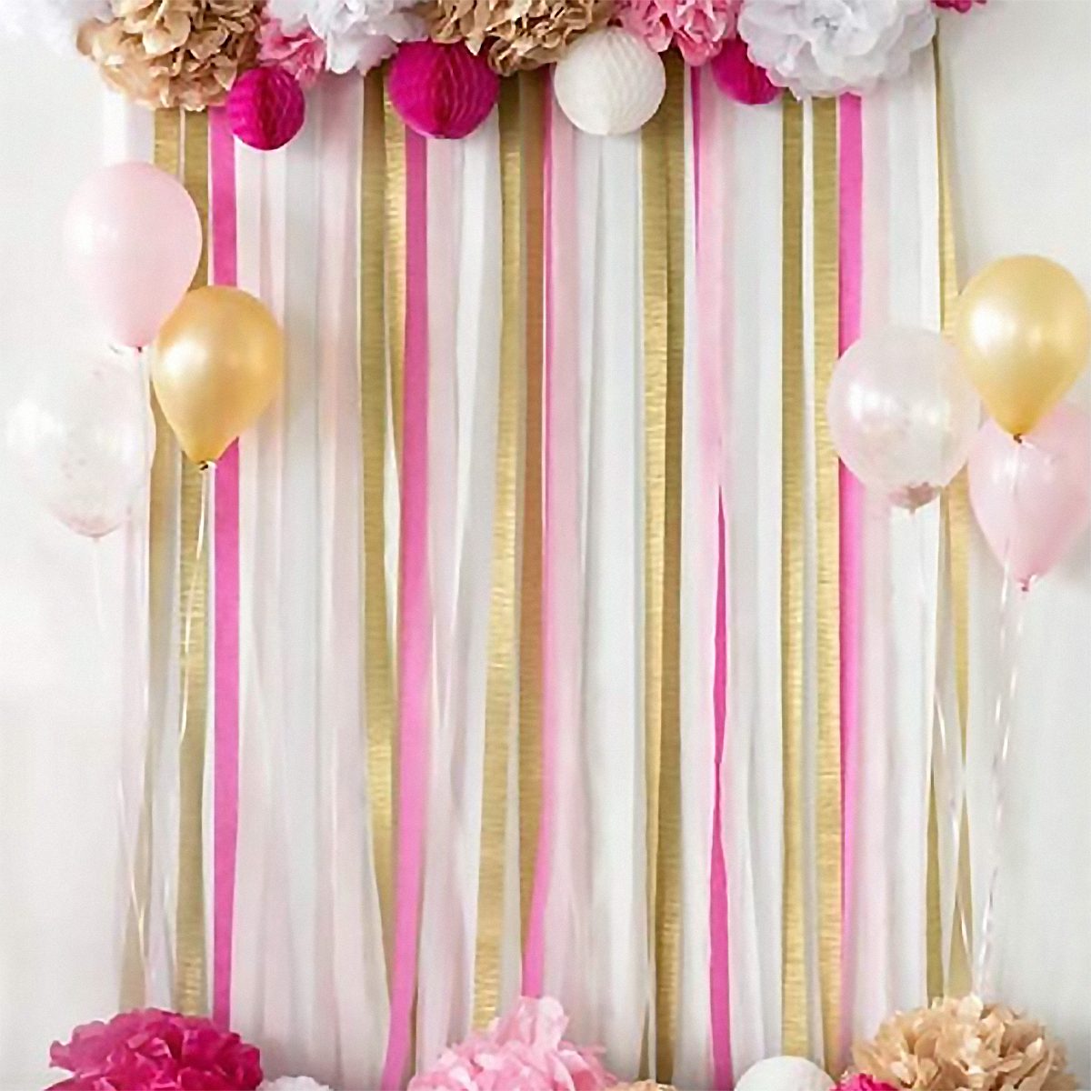 15 Rolls 405 Yard Party Streamers Backdrop Decorations Red Green Blue White Black Gold Silver Black Crepe Paper Rainbow Streamers 1.8" W x 27 Yard/roll for Photo Booth Backdrop Birthday Holiday Fiesta Party Mexican Celebration