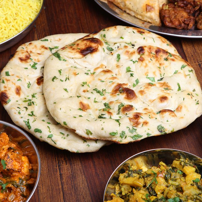 Indian naan bread with coriander