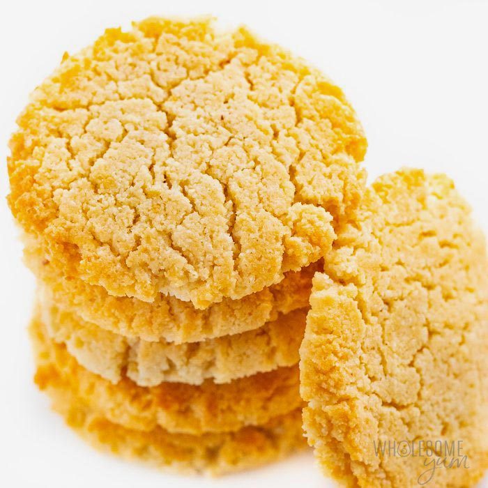 A stack of low-carb, sugar-free, keto cream cheese cookies.