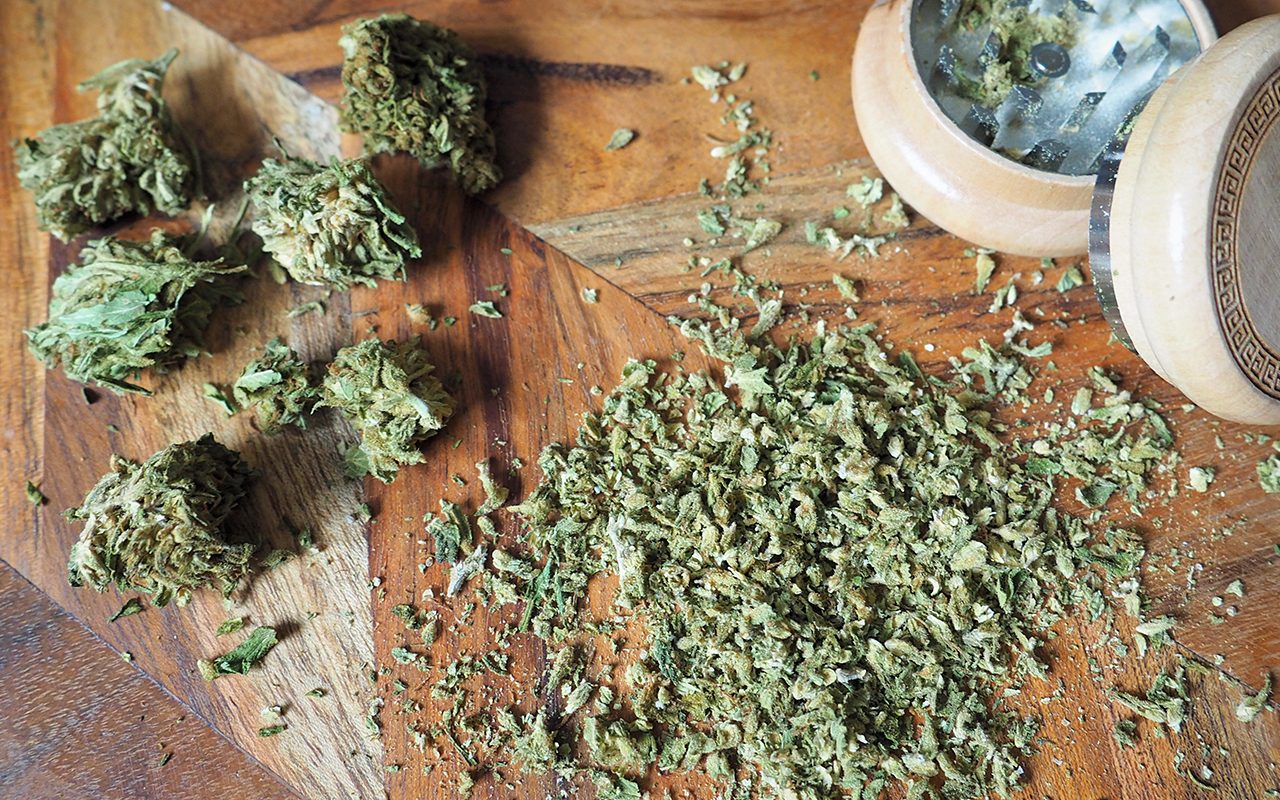 how to make cannabutter: Grind the CBD cannabis flowers