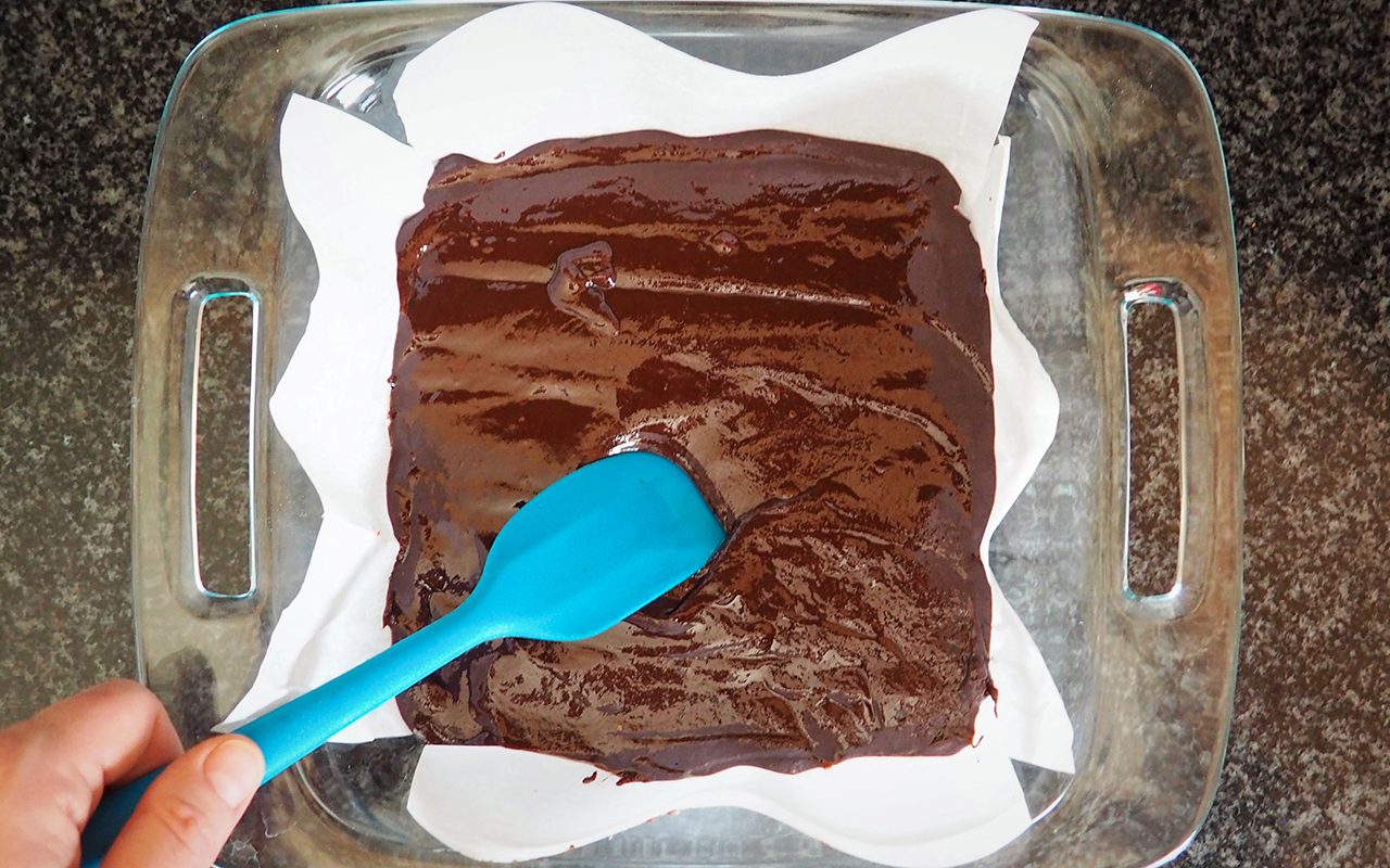 cbd brownies: Batter in pan ready to bake