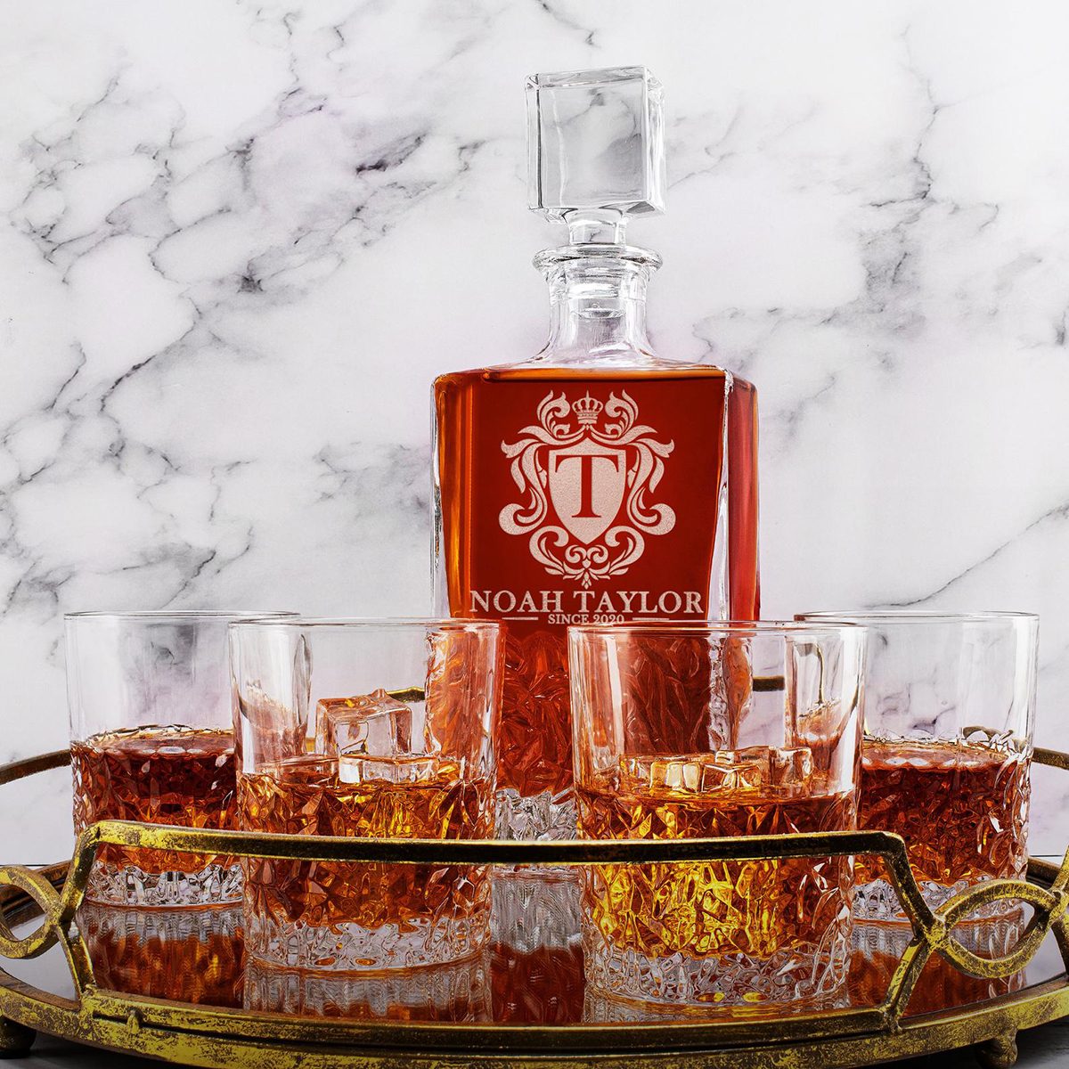custom fathers day gift Personalized Whiskey Decanter Set