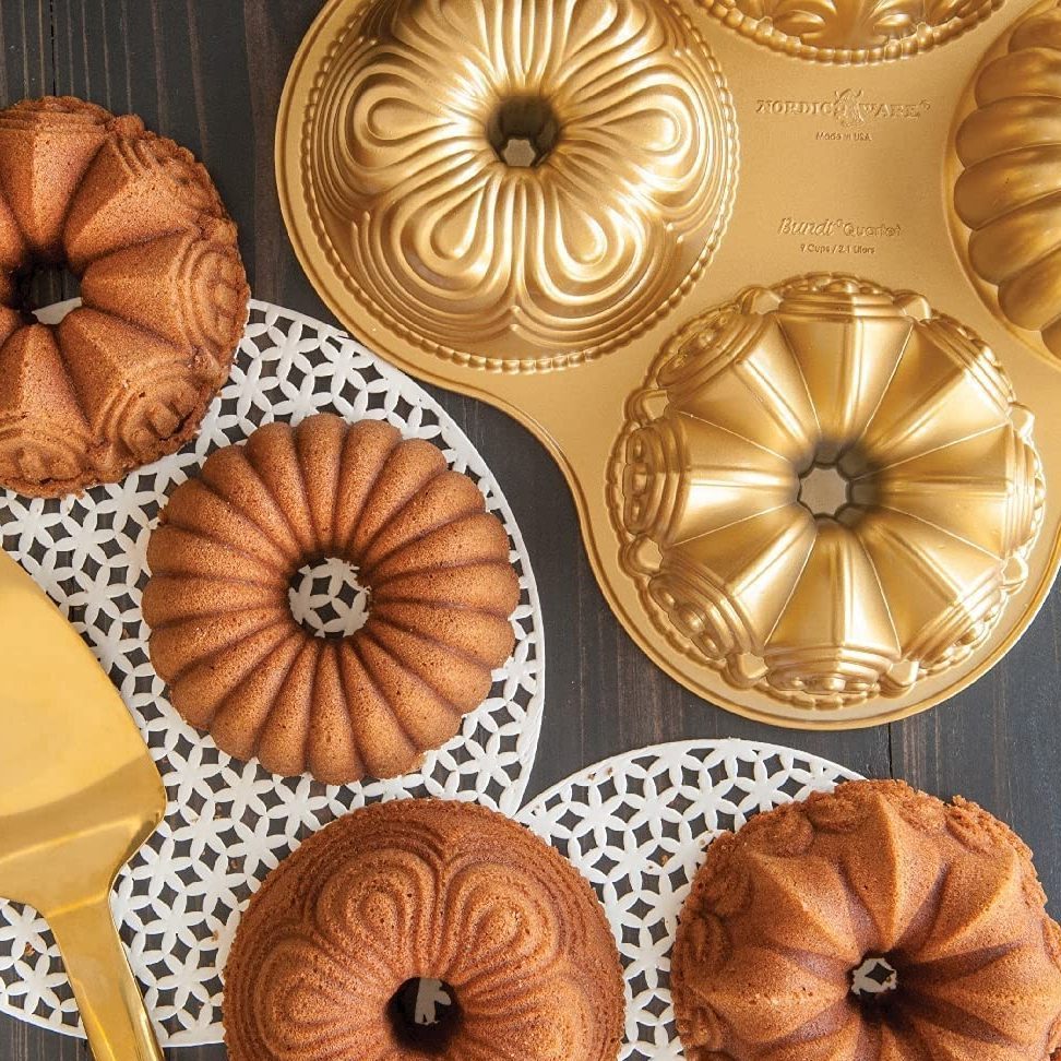 Nordic Ware 9 Cup Bundt Quartet Pan In Gold Ecomm Via Amazon.com