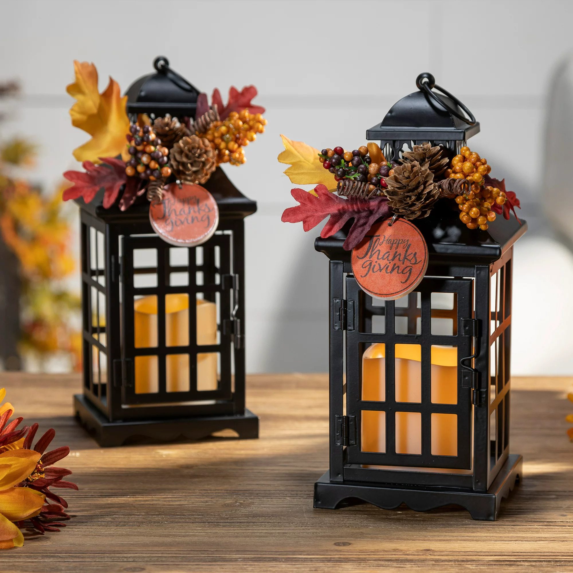 Gerson Set Of 2 Black Metal Lanterns Ecomm Via Walmart.com