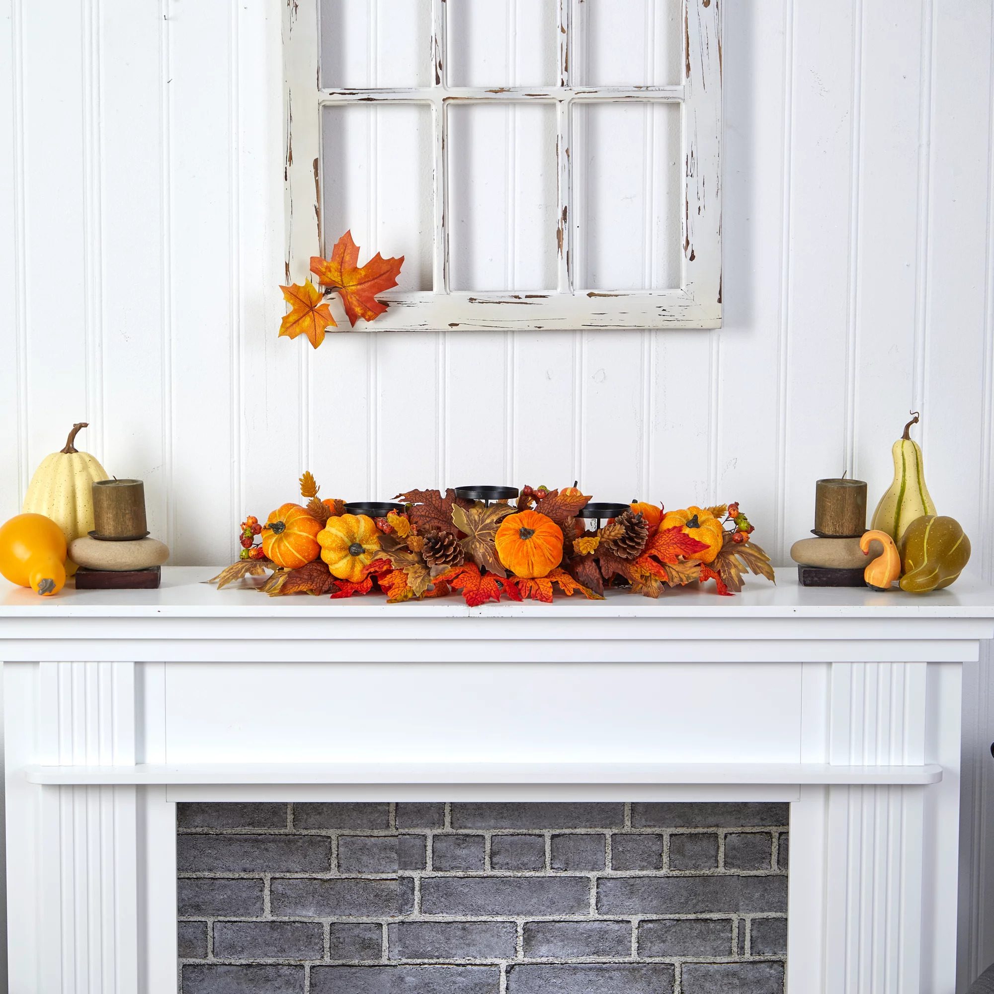 Nearly Natural Autumn Maple Leaves Pumpkin And Berries Flower Ecomm Via Walmart.com