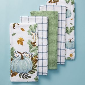 5pk Pumpkin Motif Kitchen Towel Set