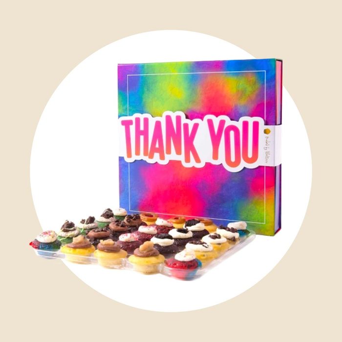 thank you rainbow gift box with 25 mini cupcakes