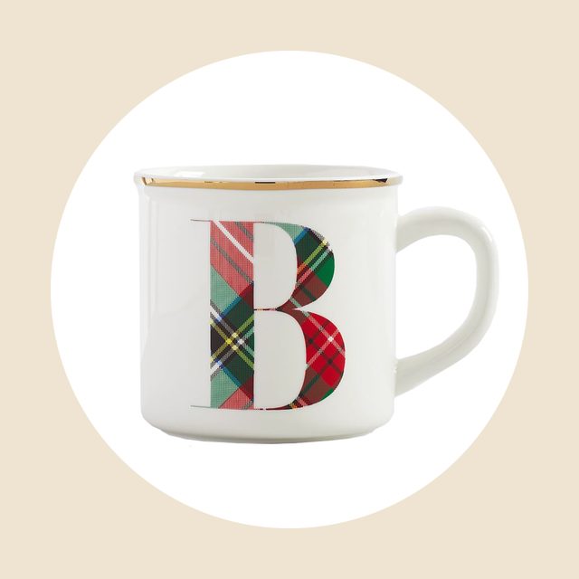 Stewart Plaid Alphabet Stoneware Mug
