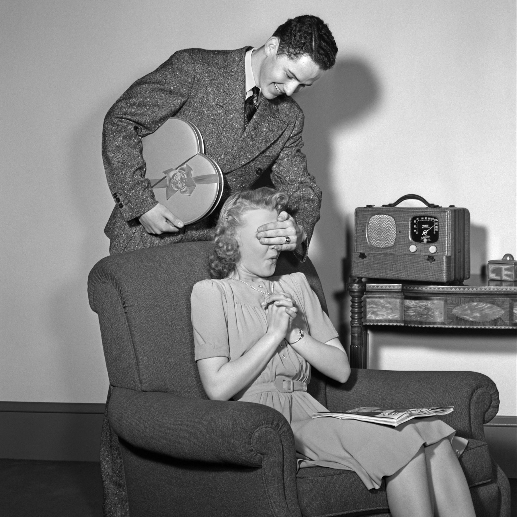 1940s Teen Couple Boy With...