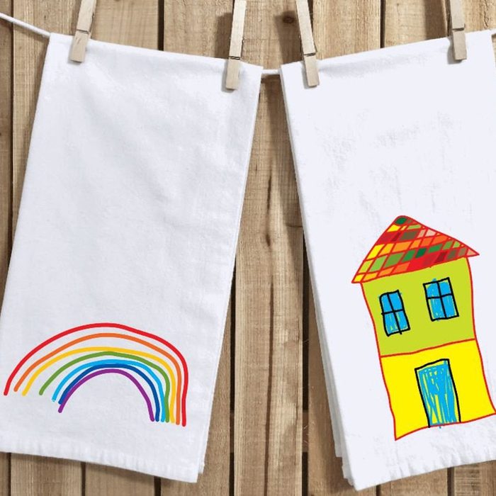 Personalized Kitchen Tea Towel With Child's Own Drawing