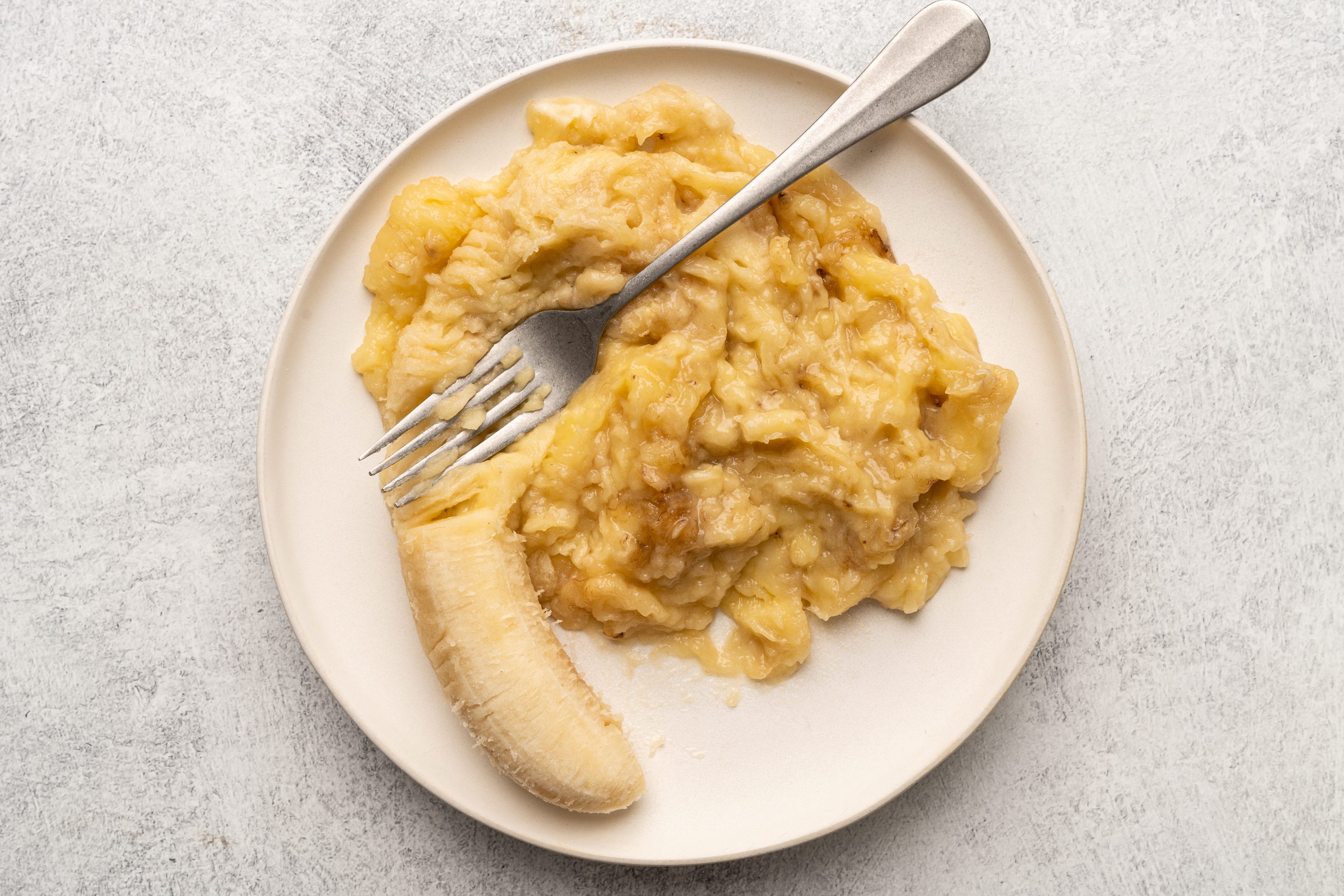 smushed banana for Banana Bread