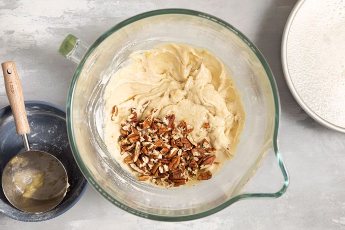 Pecans and banana mixture in a large bowl