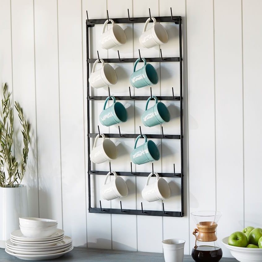 Vintage Blacksmith Metal Wall Mug Rack