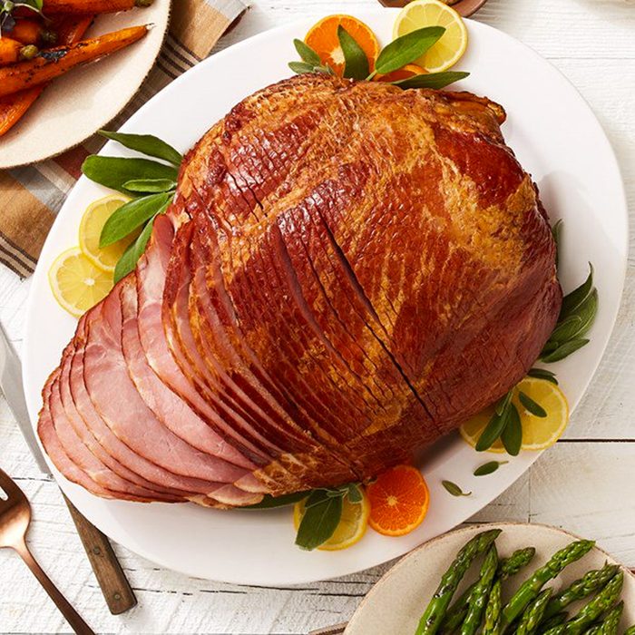Neuske's Spiral Sliced Bone In Ham With Honey Glaze Ecomm Via Nueskes.com
