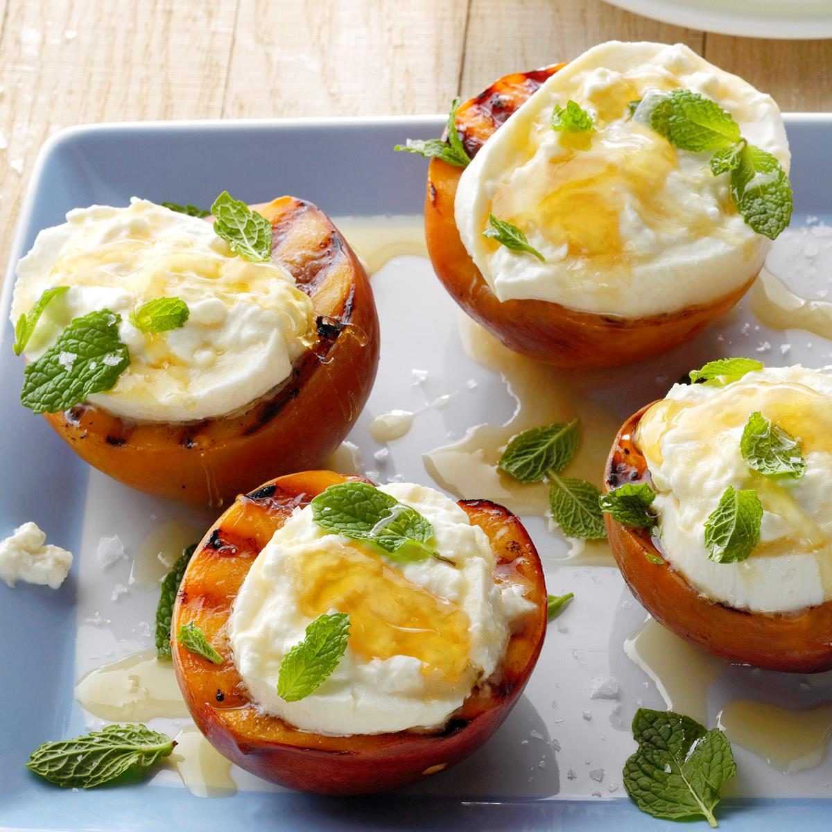 Grilled Nectarines With Burrata And Honey