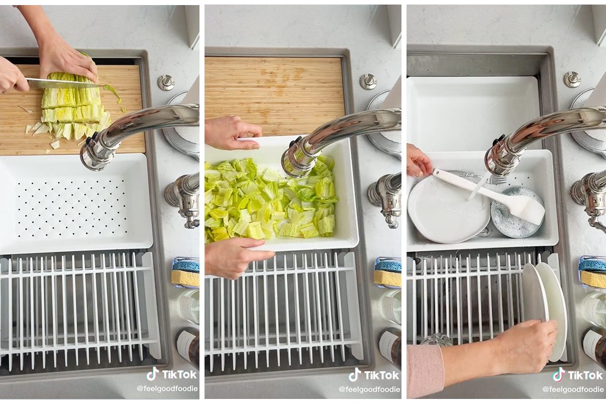 Collage Of Tiktok Showing The Kohler Prolific Sink In Use