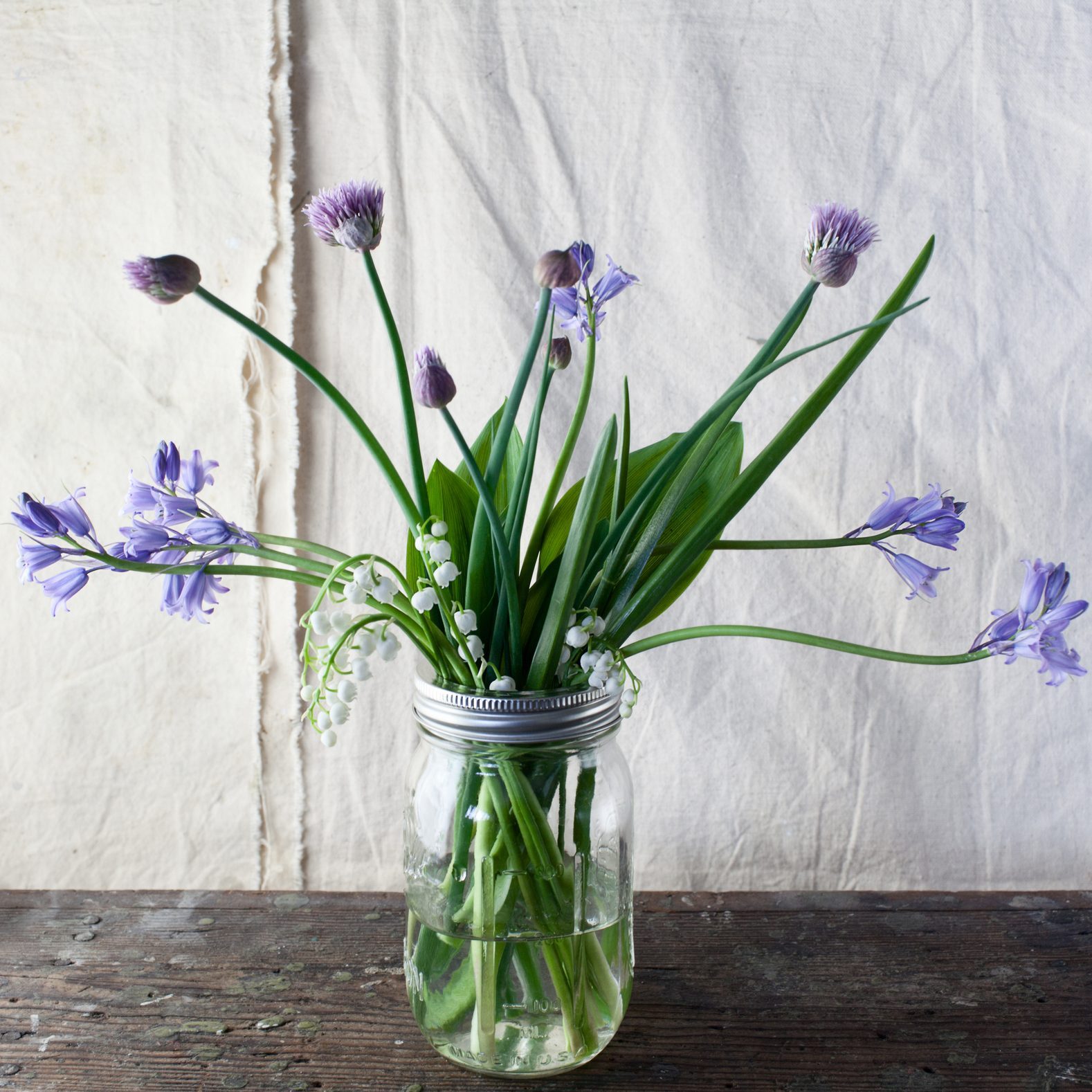 Springtime Flowers in mason Jar