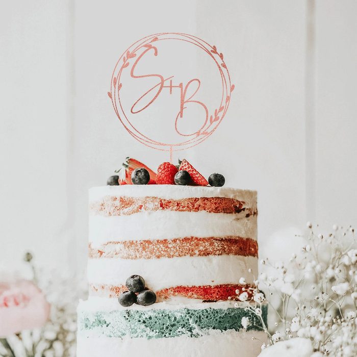 Rose Gold Wedding Cake Topper