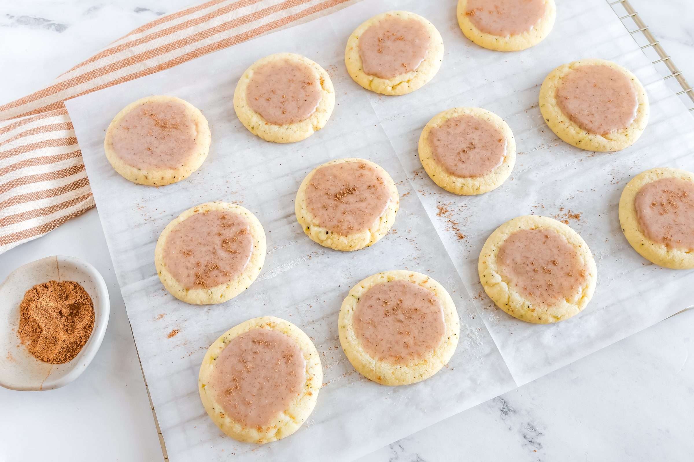 Taylor Swift Chai Cookies on a cooling rack