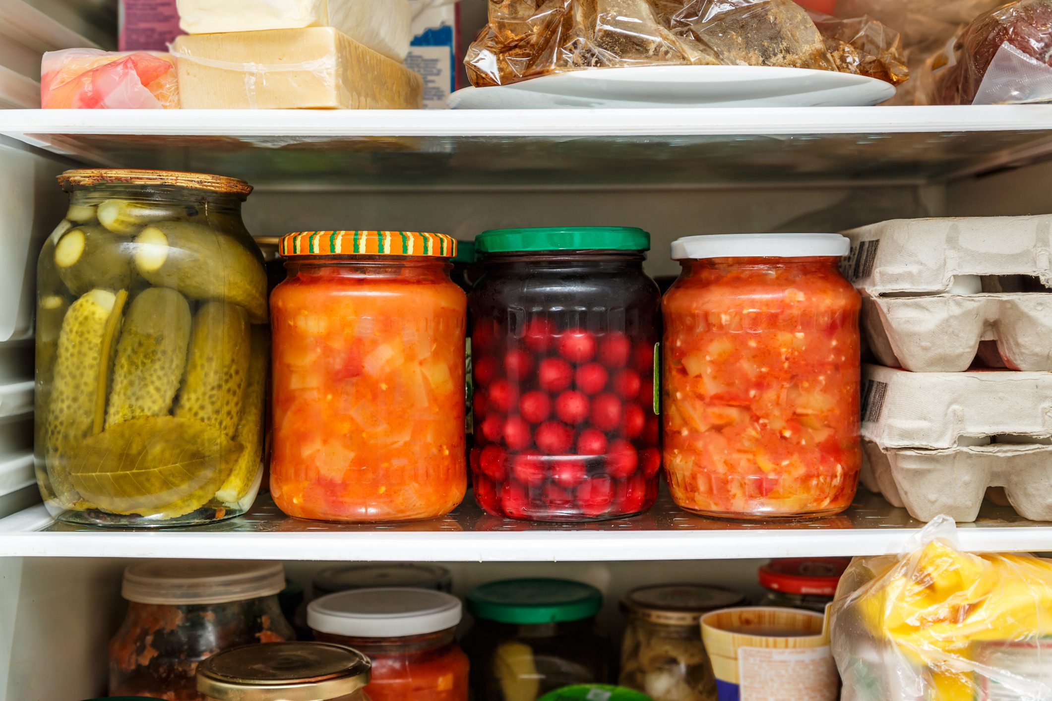 Pickled vegetables in jar