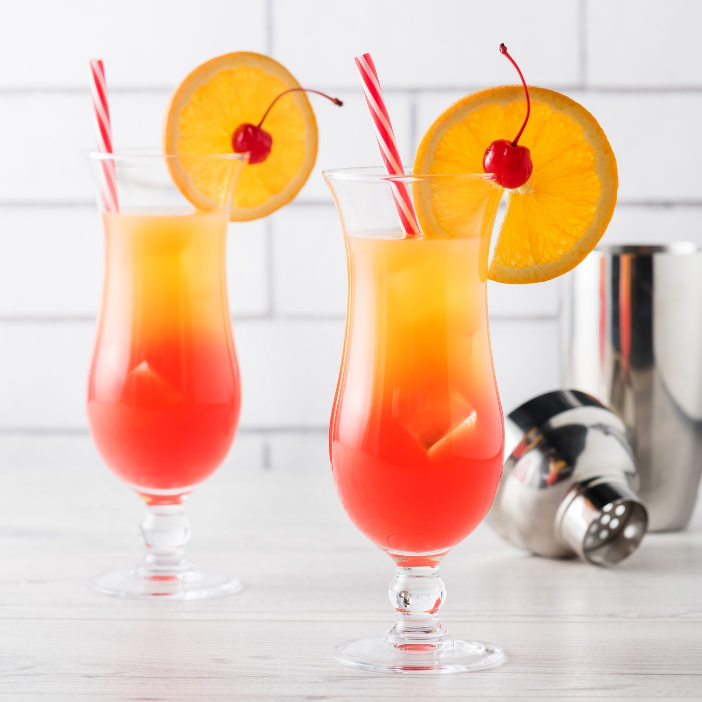Fresh home made Tequila sunrise cocktails