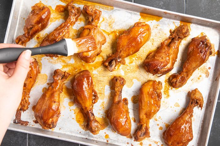 coating the drumsticks with the roux