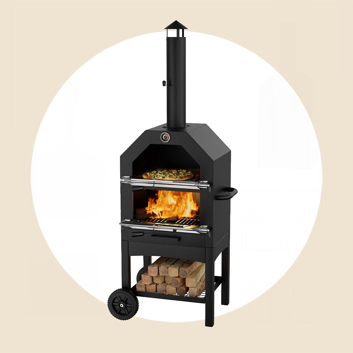 Collazo Steel Freestanding Wood Fired Pizza Oven In Black