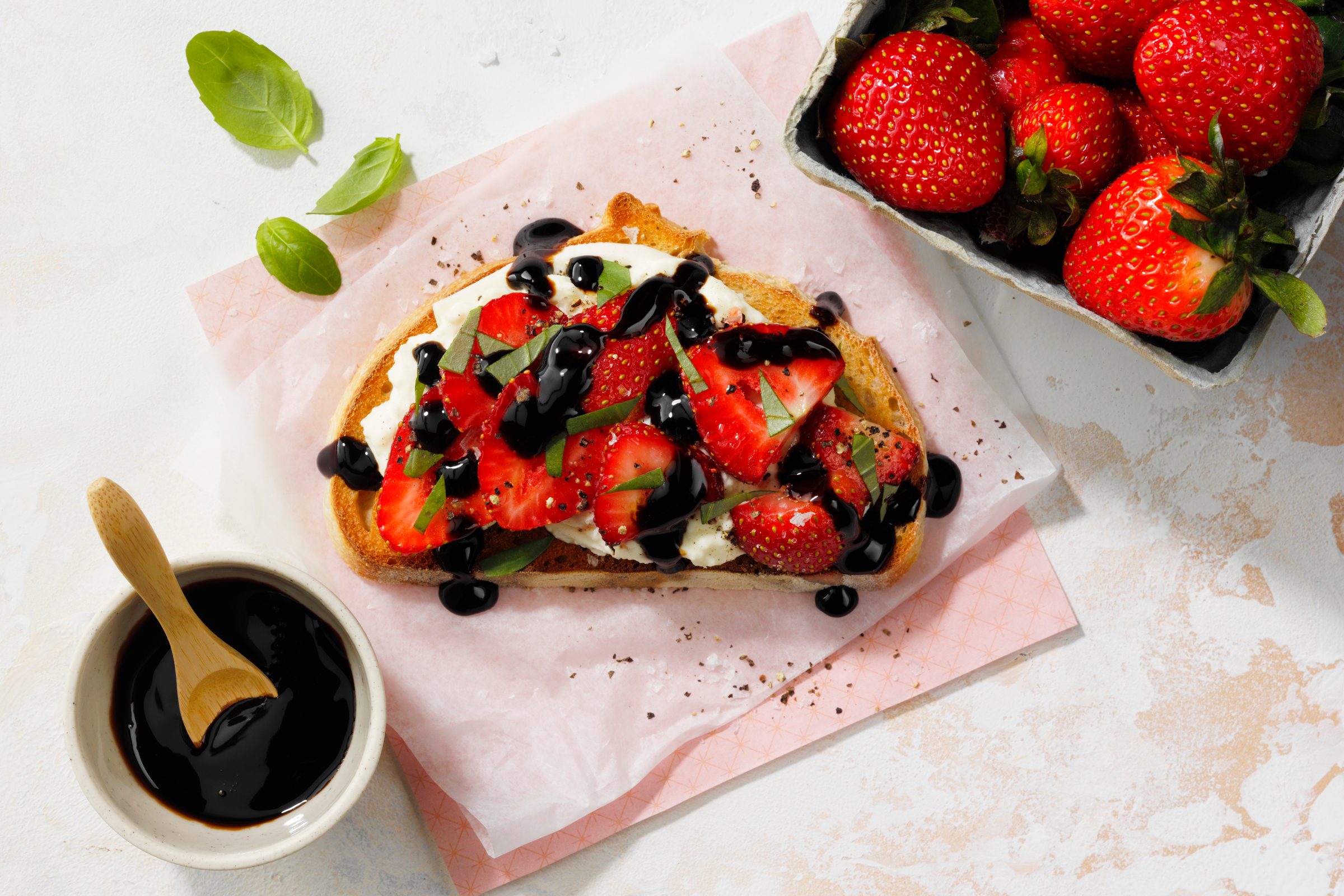 Strawberry Basil burrata toast