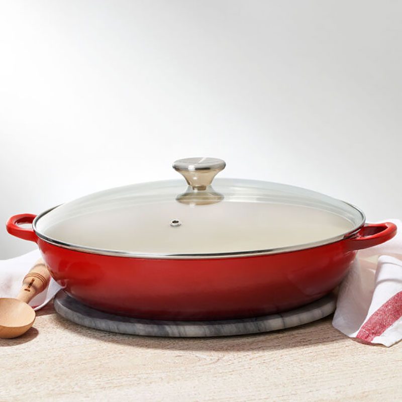 Traditional Braiser With Glass Lid Ecomm Lecreuset