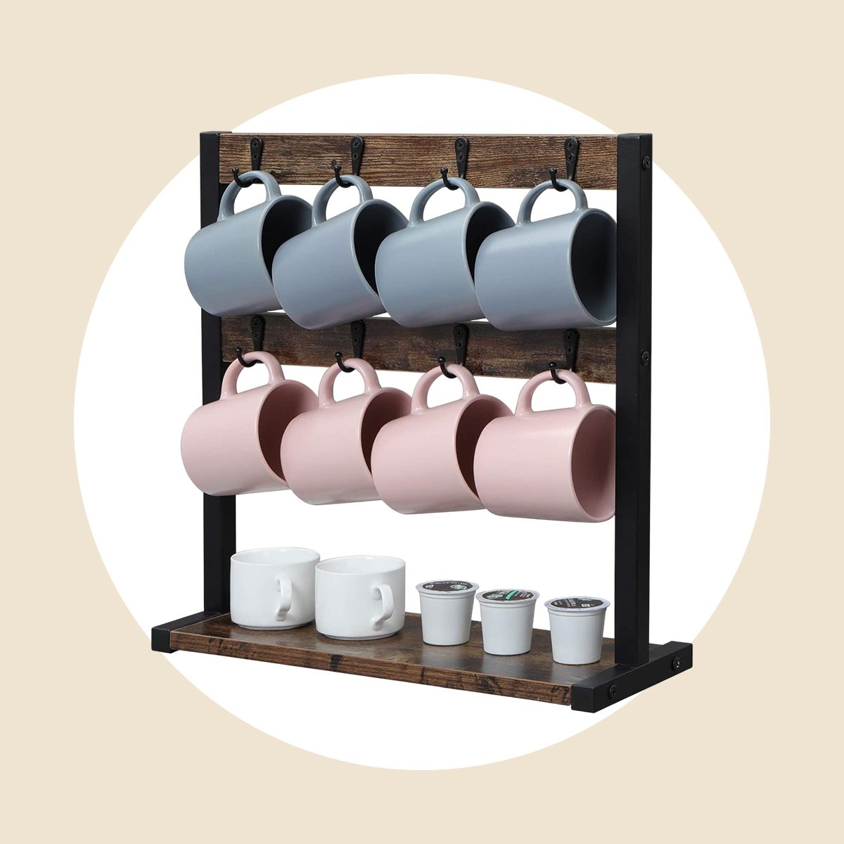 Vintage Wooden Coffee Mug Stand