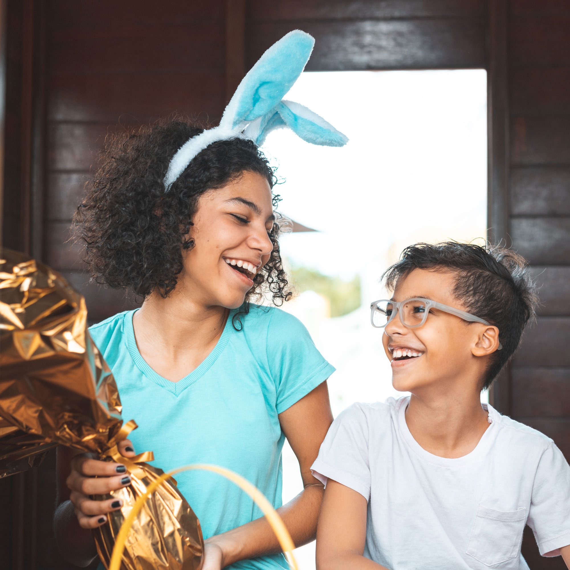 Siblings Celebrating Easter