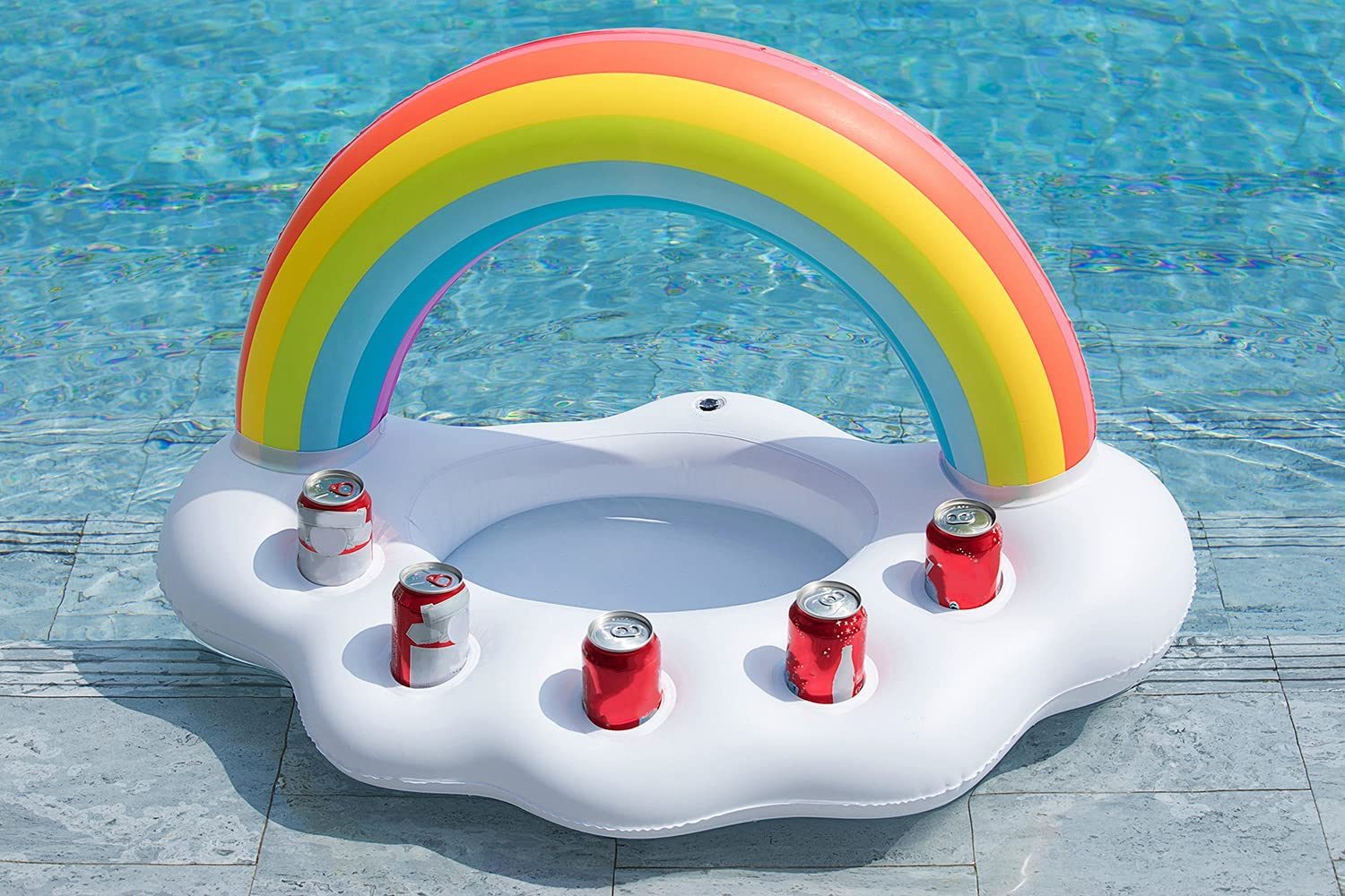 Take Summer Drinks Over the Rainbow with This Floating Inflatable Bar