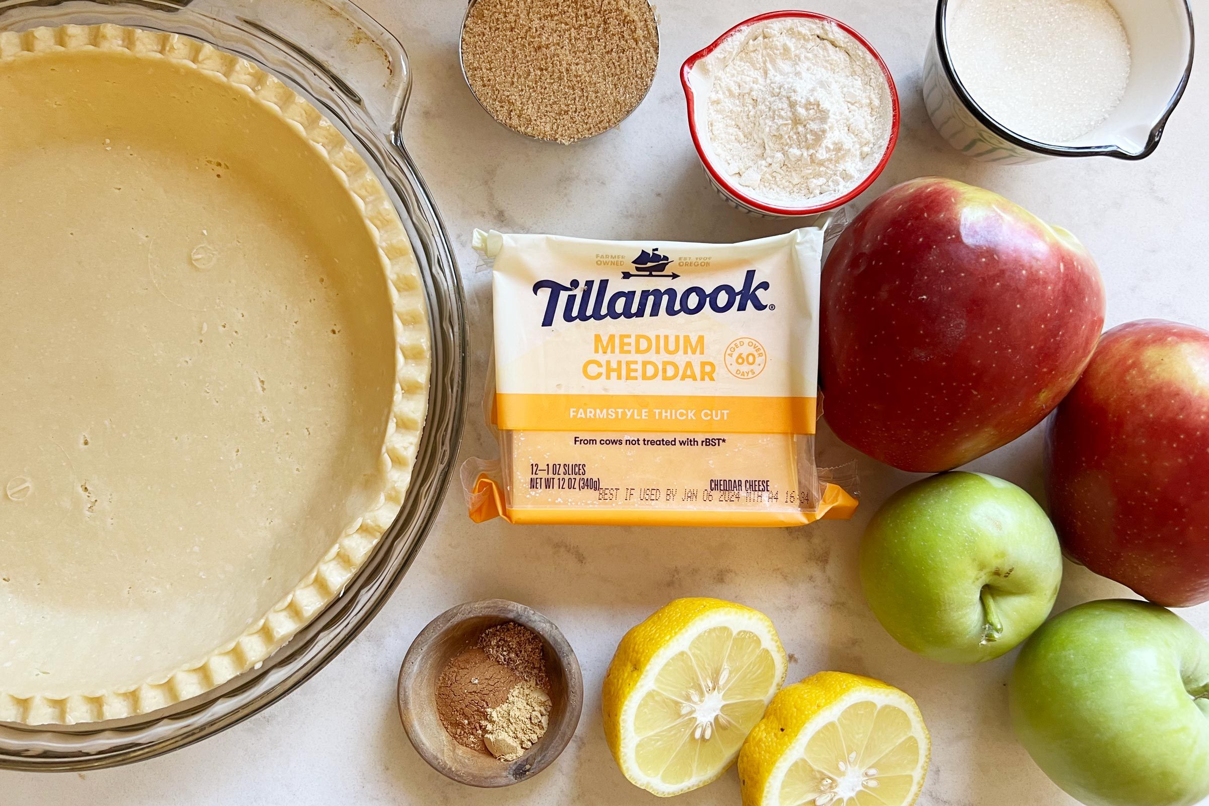 ingredients for apple pie with cheese