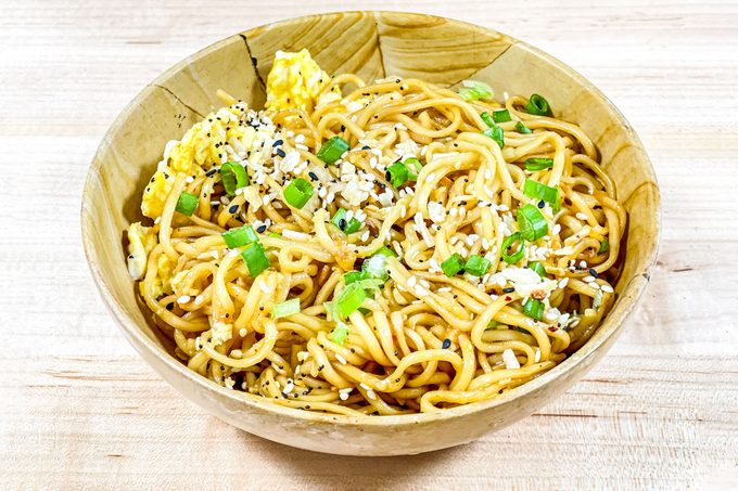 Tiktok Ramen in a bowl on wood surface