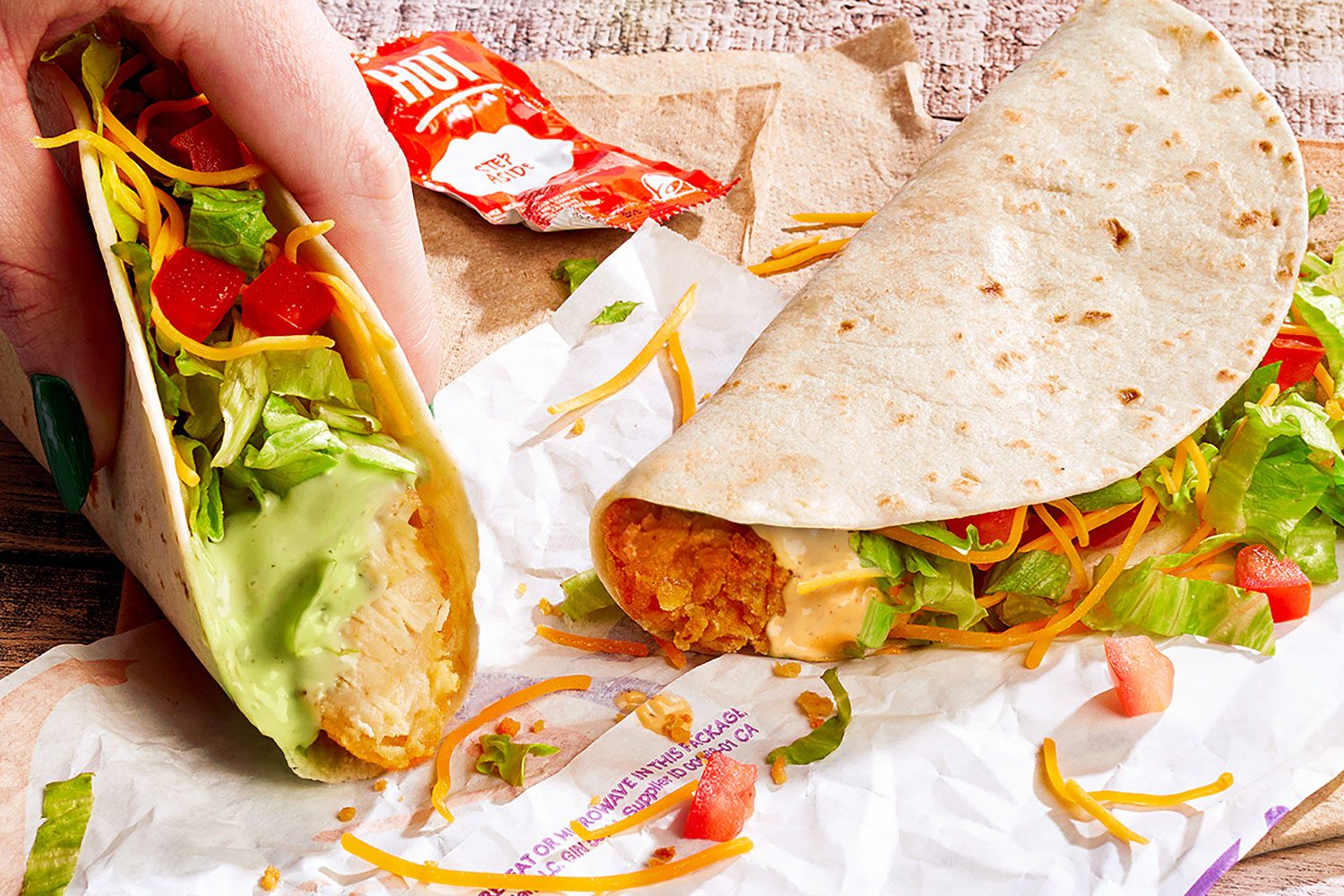 Two Taco Bell Crispy Chicken Tacos