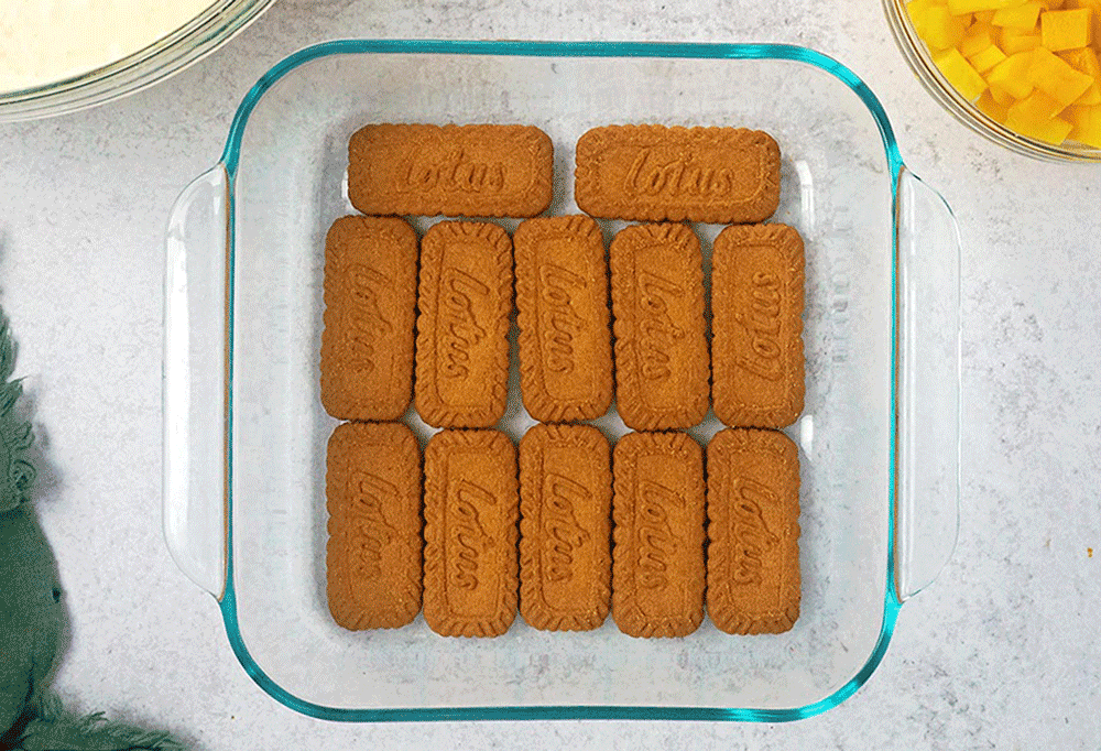 Gif of the different layers in Mango Delight dessert