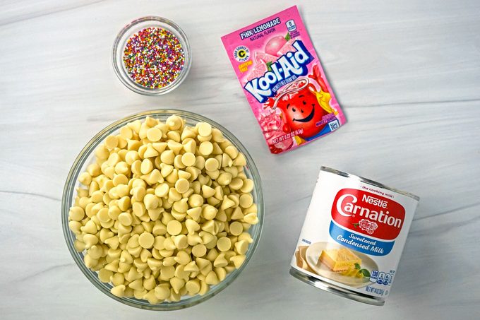 Ingredients to make Pink Lemonade Fudge