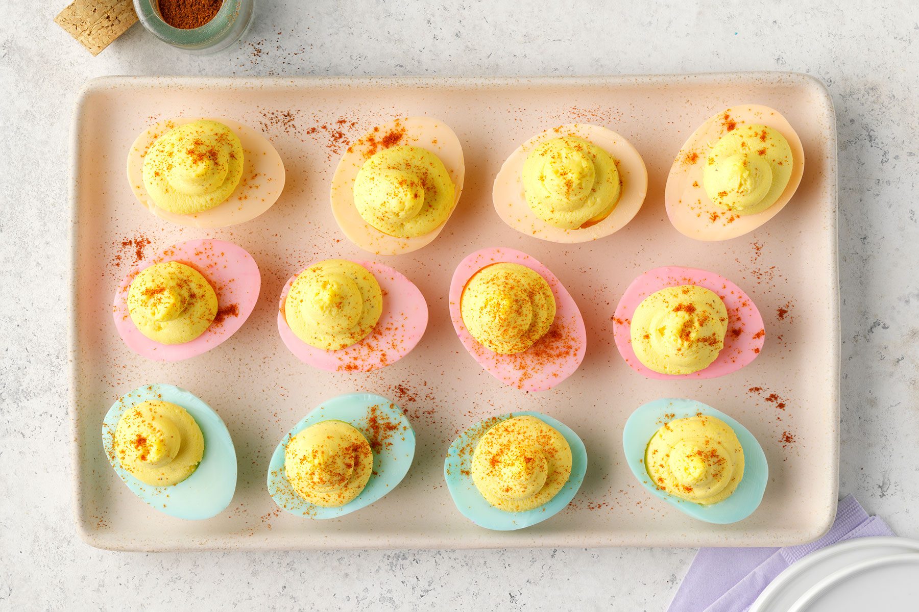 Garnished eggs with paprika