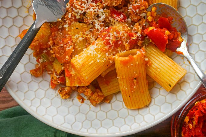 Overhead Emerils Spicy Rigatoni Lauren Habermehl For Toh