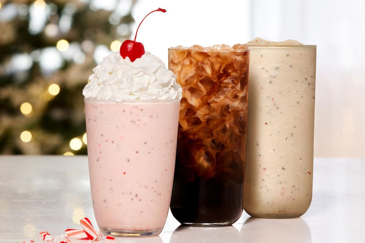 Chic Fil A Assorted Drink And Peppermint Milkshake Lineup Courtesy Chic Fil A