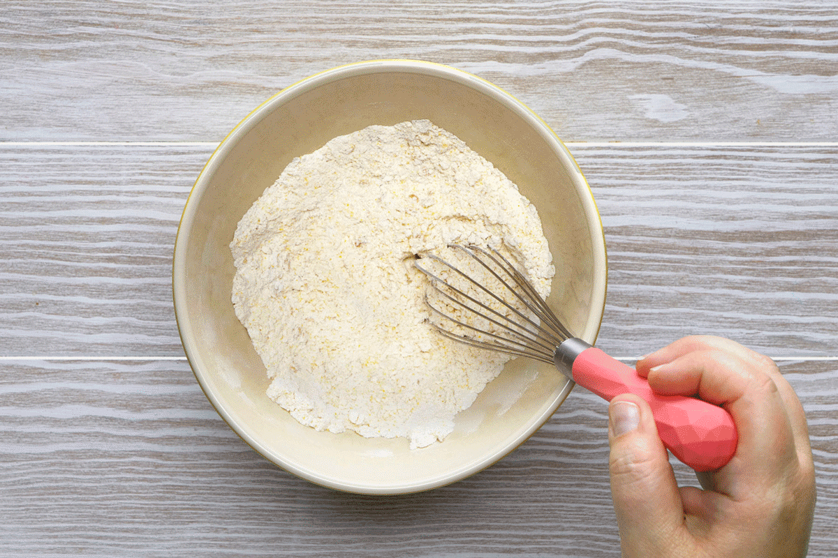 Mixing Ingredients for Blueberry Pancake