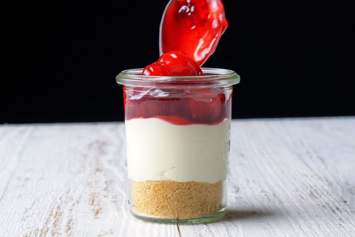 Strawberry layering on desert