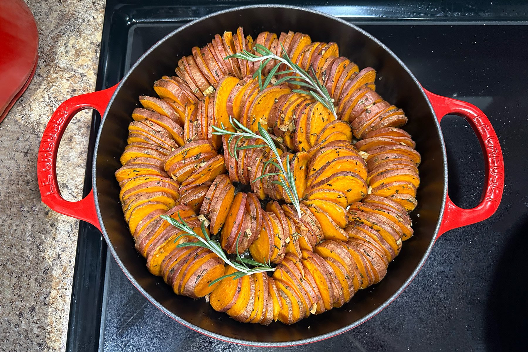Sweet Potato Swirl on Le Creuset Signature Everyday Pan 