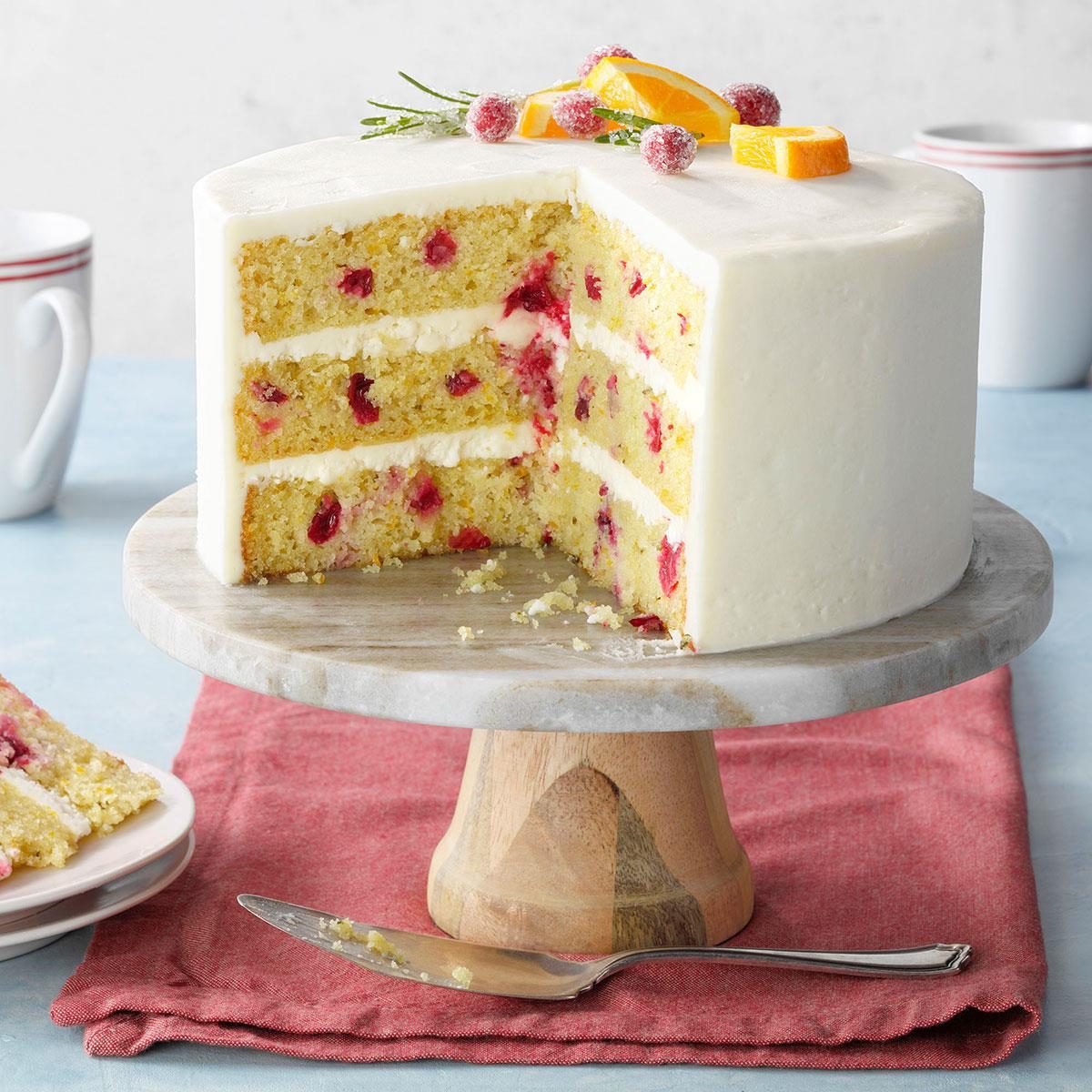 Cranberry Orange Layer Cake with Rosemary