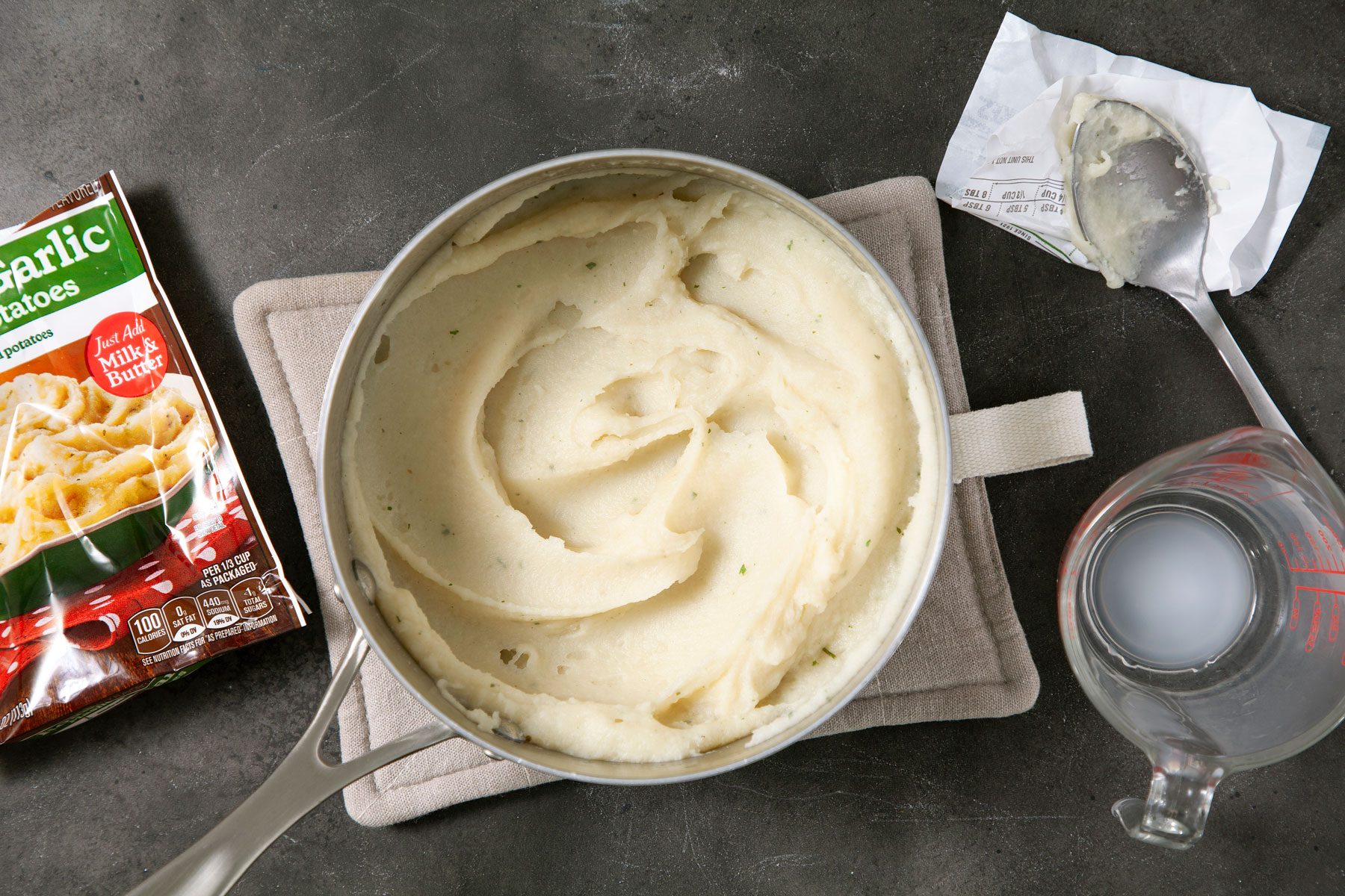 Cooking Mashed potatoes in a large pan