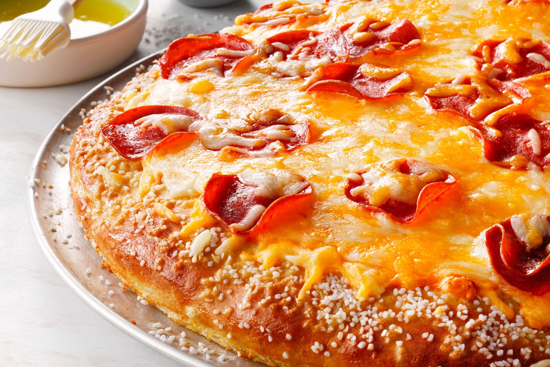 Copycat Little Caesar's Pretzel Crust Pizza served in a plate